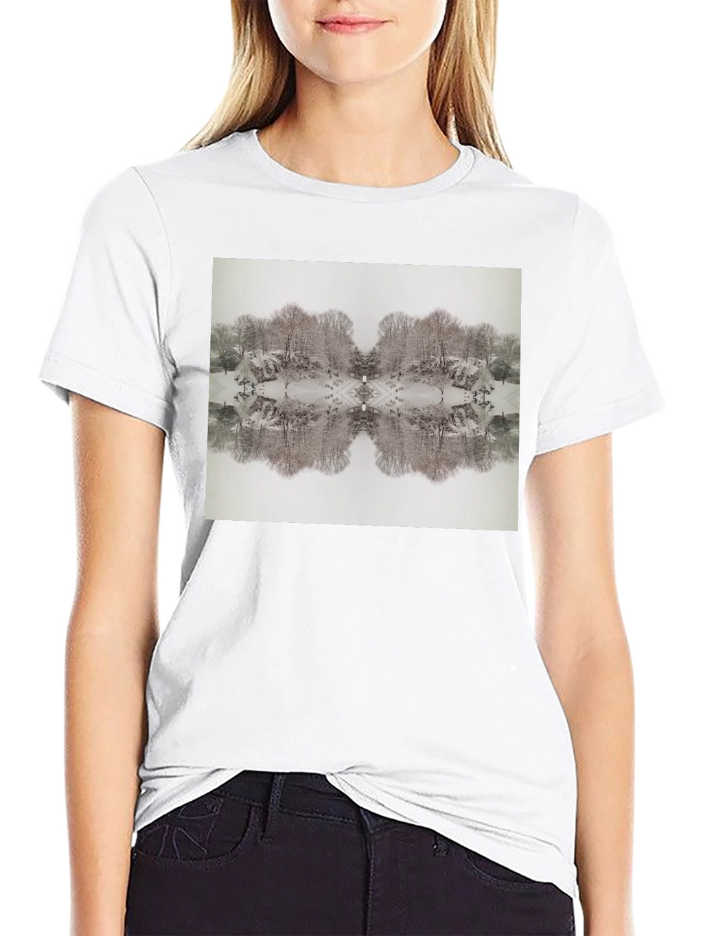 Mirrored Winter Scene Black Tee