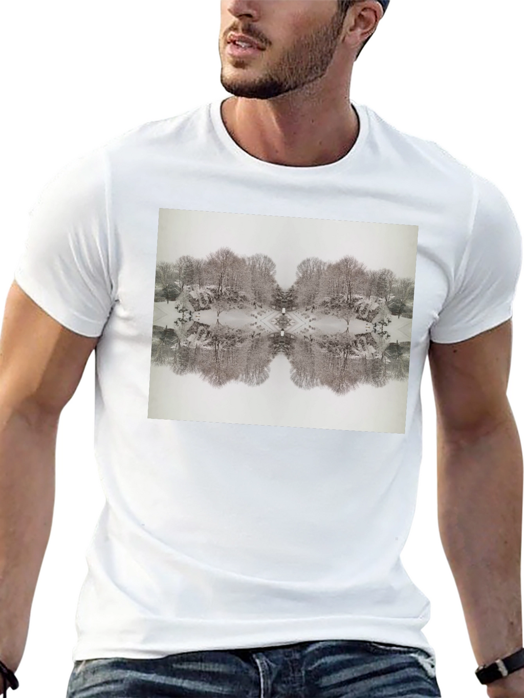 Mirrored Winter Scene Black Tee