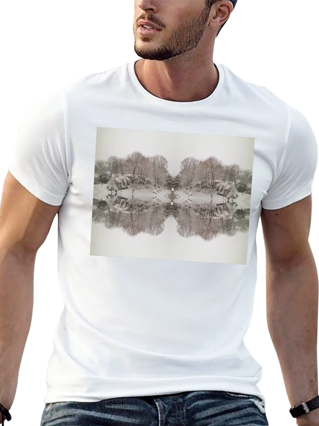 Mirrored Winter Scene Black Tee