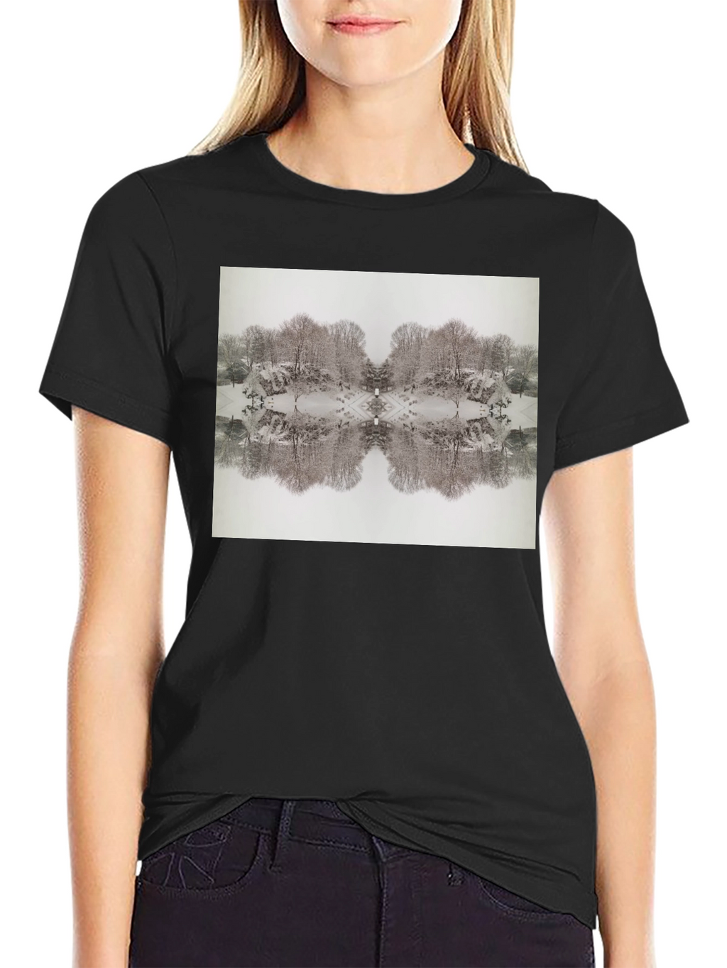 Mirrored Winter Scene Black Tee