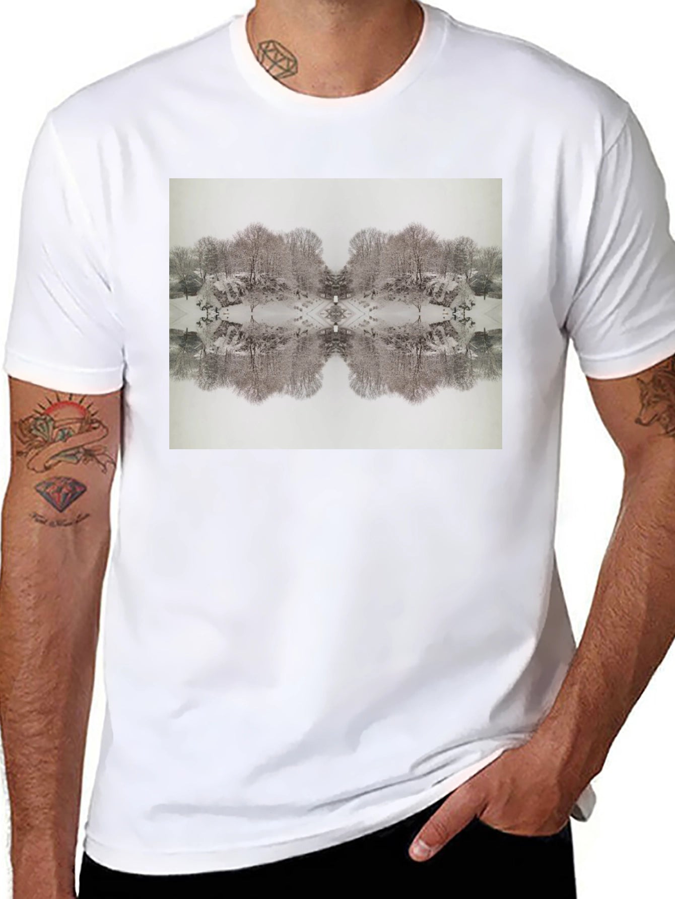 Mirrored Winter Scene Black Tee