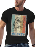 Retro Monkey Graphic Tee - Black T-Shirt