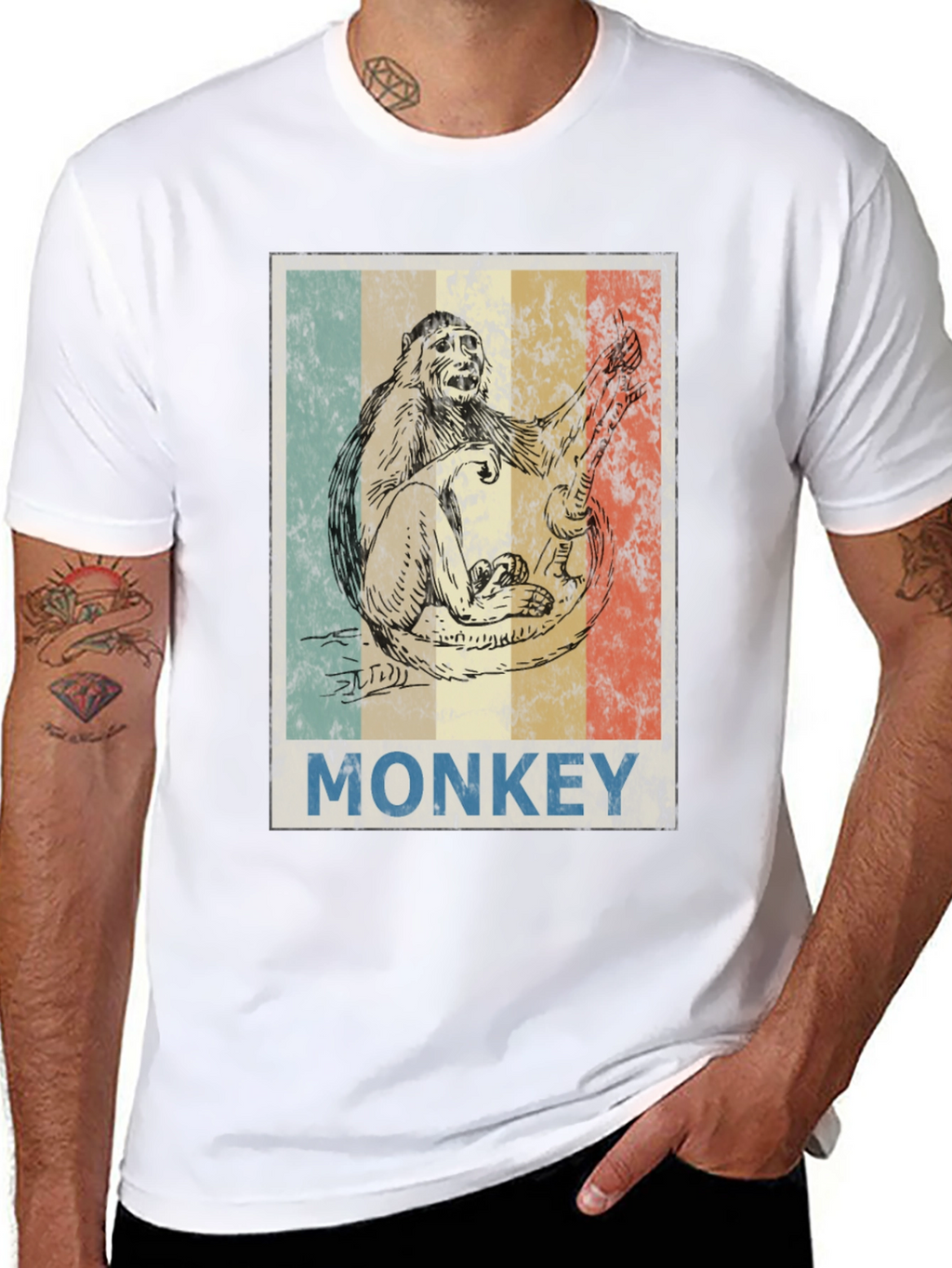 Retro Monkey Graphic Tee - Black T-Shirt