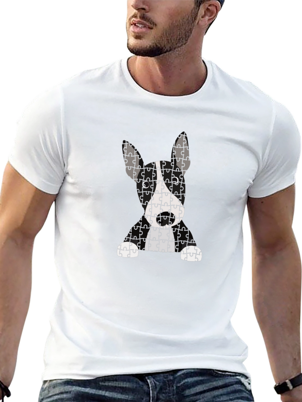 Puzzle Dog Graphic T-Shirt
