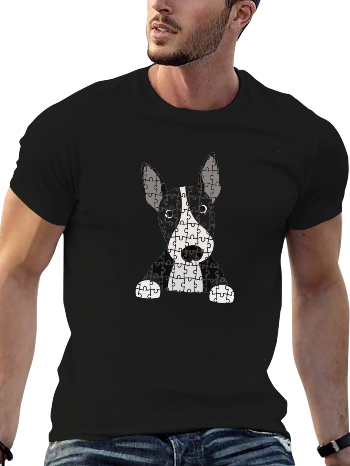 Puzzle Dog Graphic T-Shirt