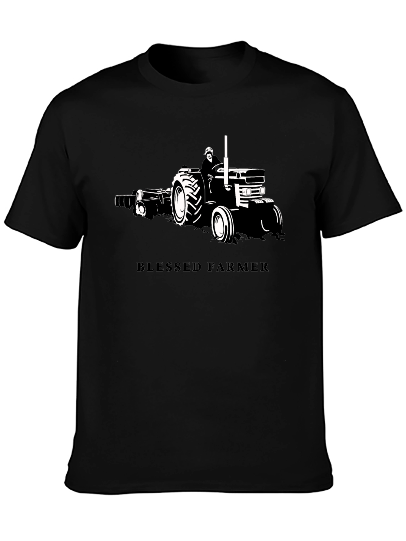 Blessed Farmer Tractor Graphic Tee - Soft Cotton Black T-Shirt