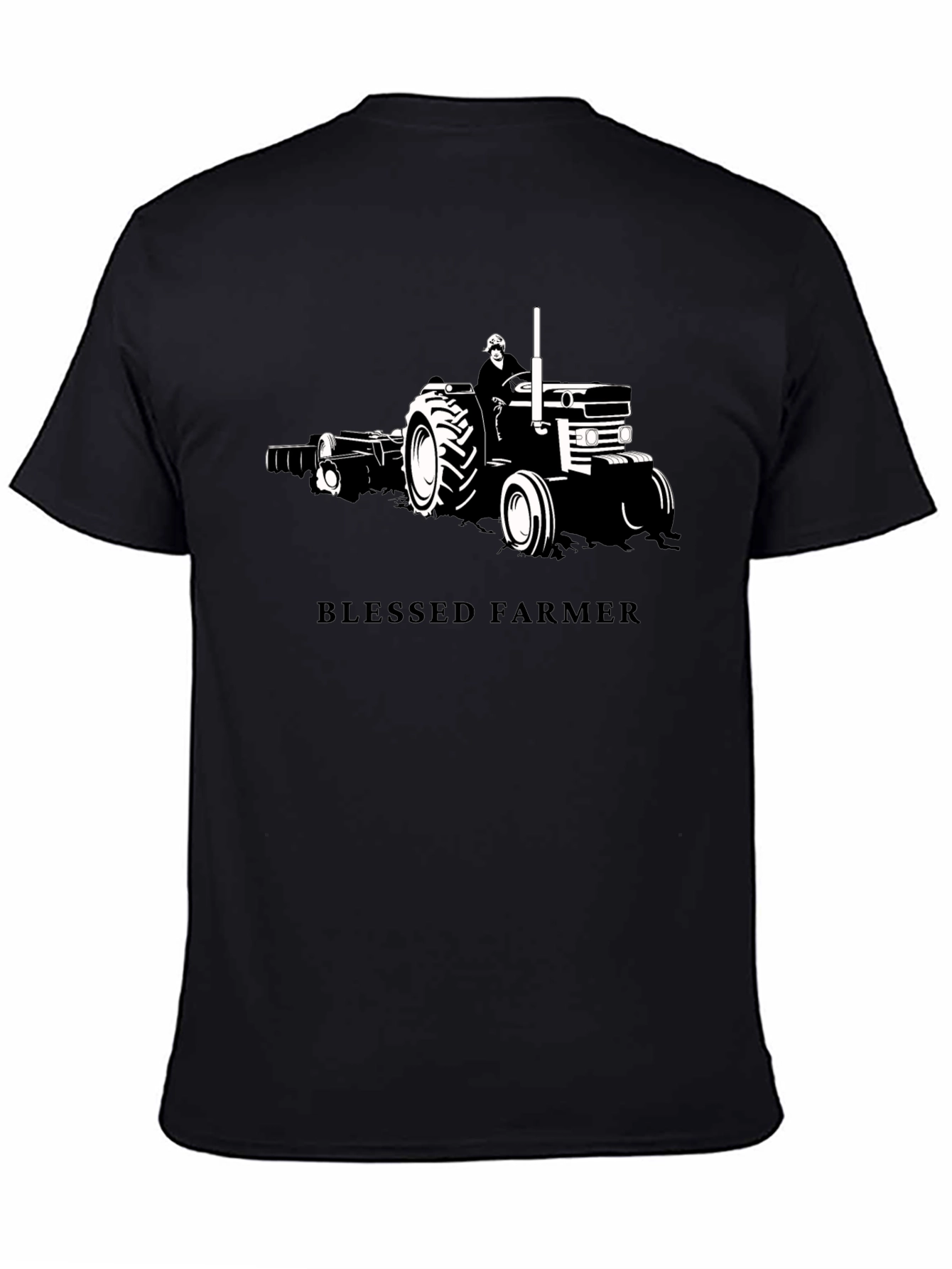 Blessed Farmer Tractor Graphic Tee - Soft Cotton Black T-Shirt