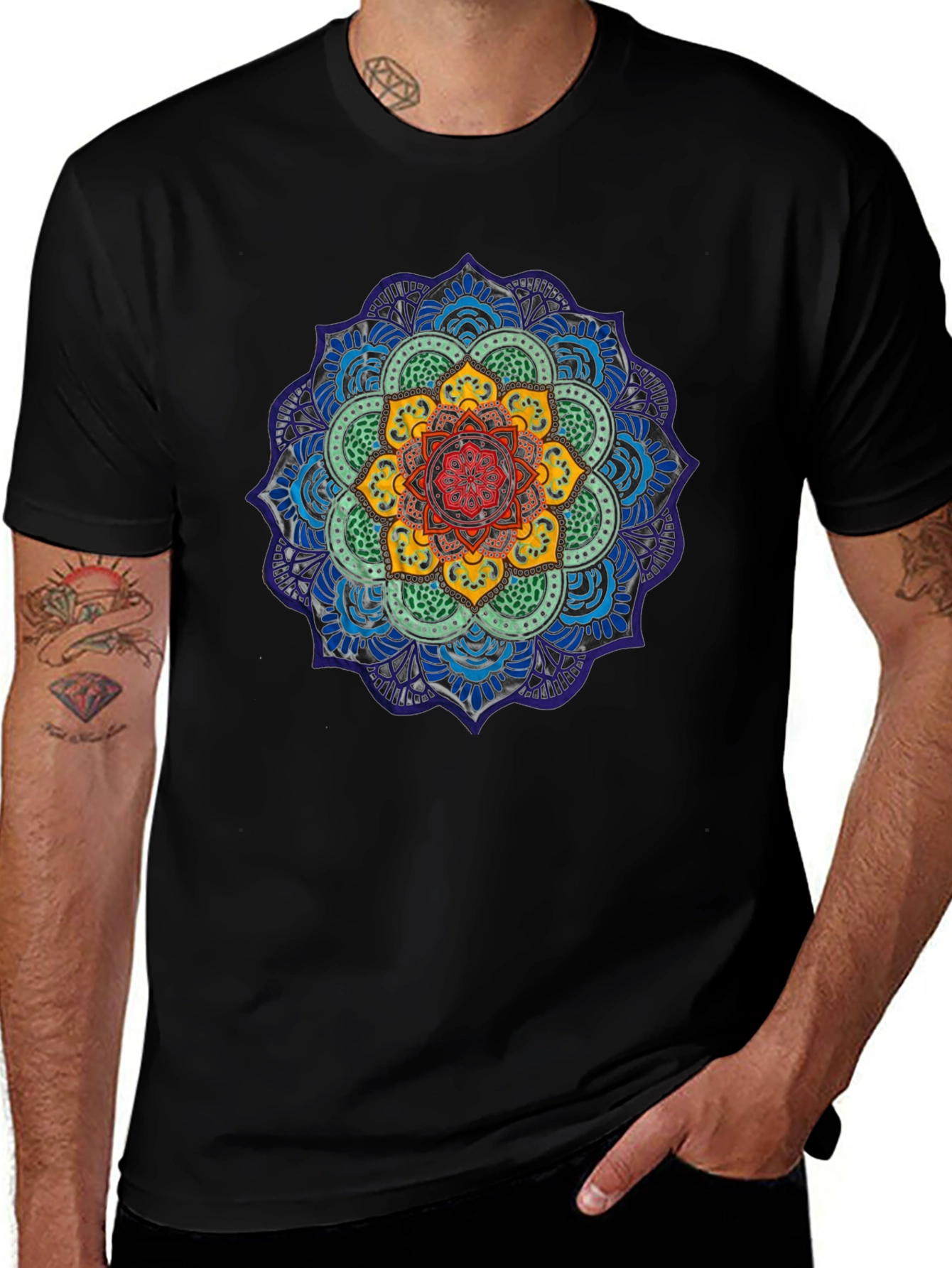 Mens Mandala Graphic T-Shirt - Black