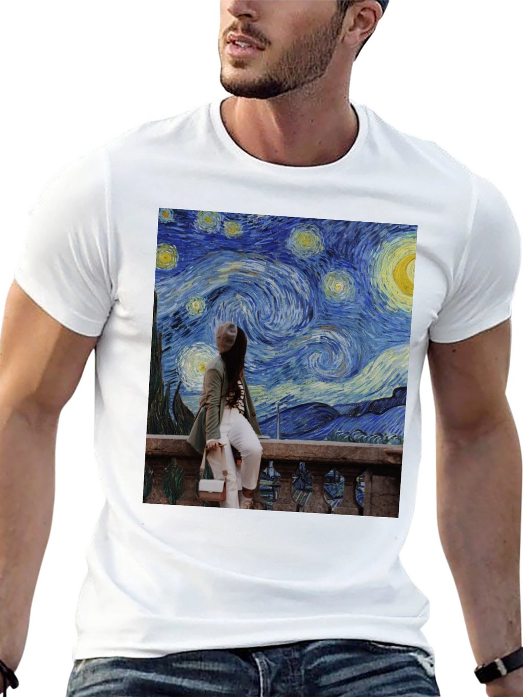 Starry Night Graphic Tee - Unique Art T-Shirt