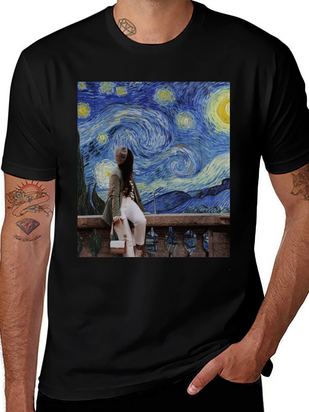 Starry Night Graphic Tee - Unique Art T-Shirt