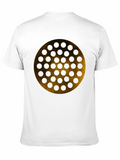 Gold Geometric Circle Pattern Black T-Shirt
