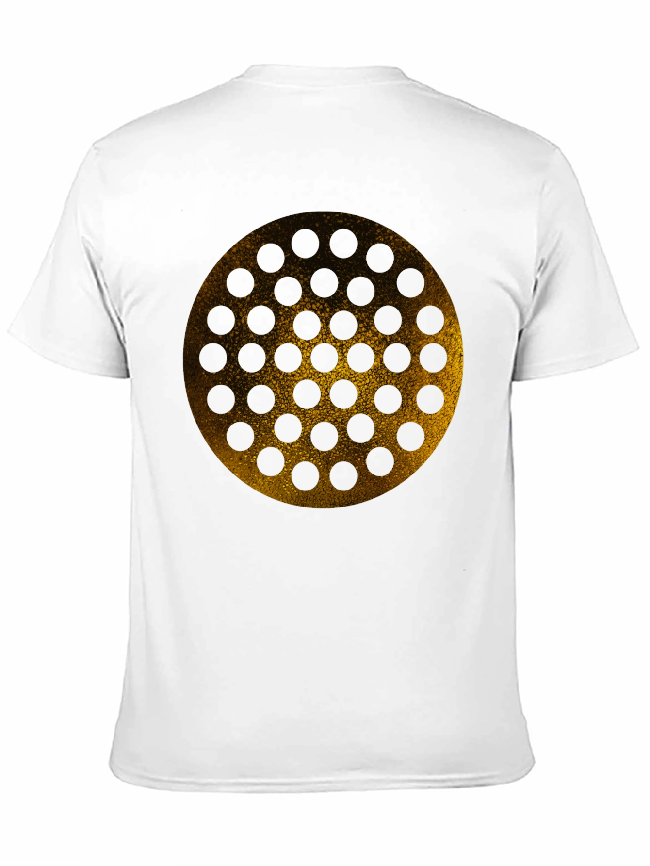 Gold Geometric Circle Pattern Black T-Shirt