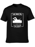 Swimming Cheaper Than Therapy Black T-Shirt