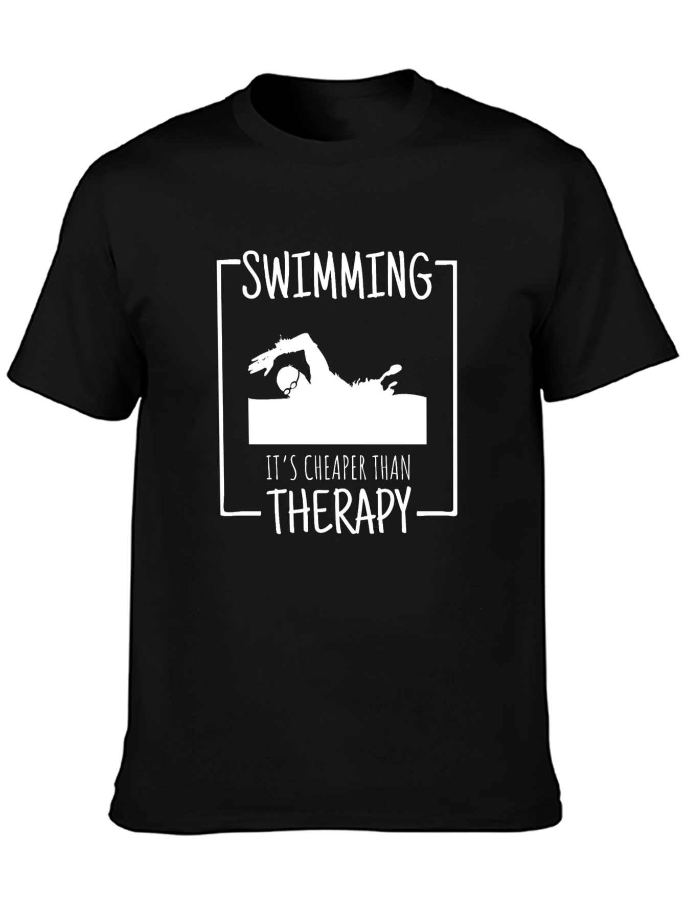 Swimming Cheaper Than Therapy Black T-Shirt