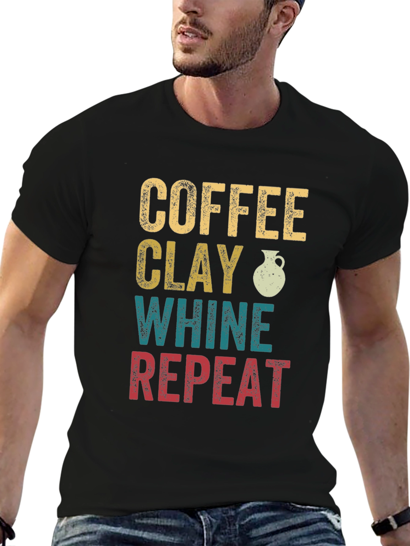 Coffee Clay Whine Repeat Graphic T-Shirt