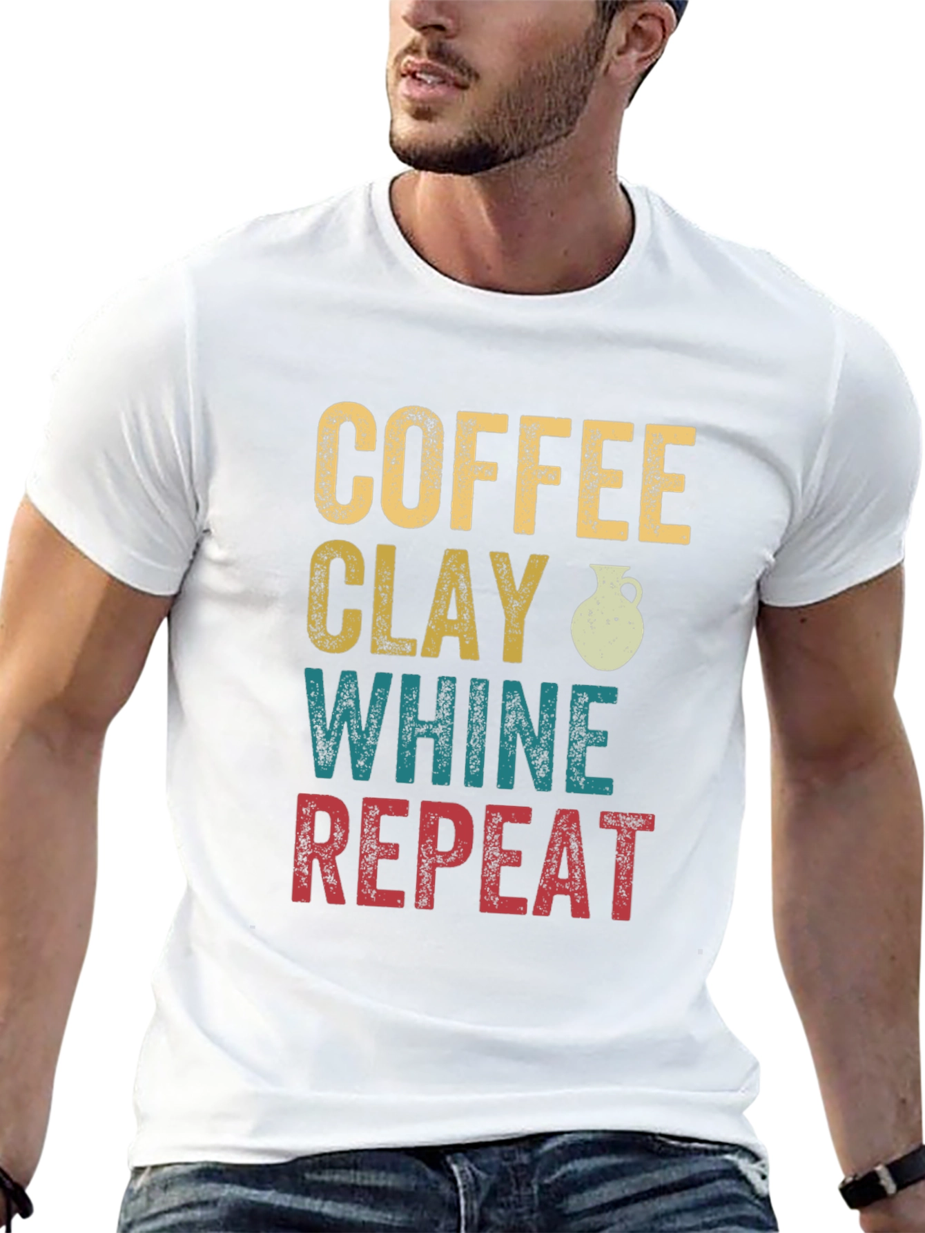 Coffee Clay Whine Repeat Graphic T-Shirt