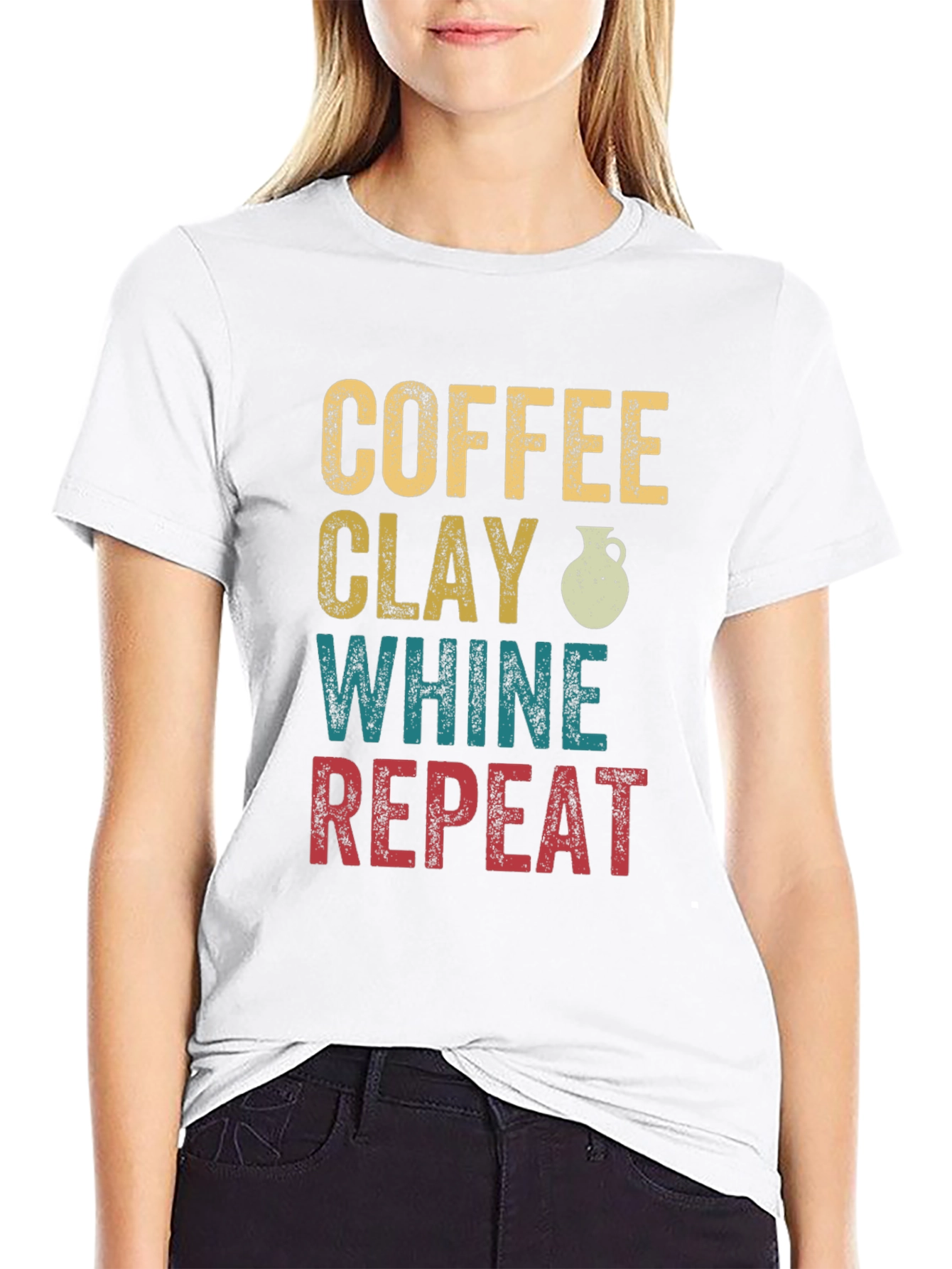 Coffee Clay Whine Repeat Graphic T-Shirt