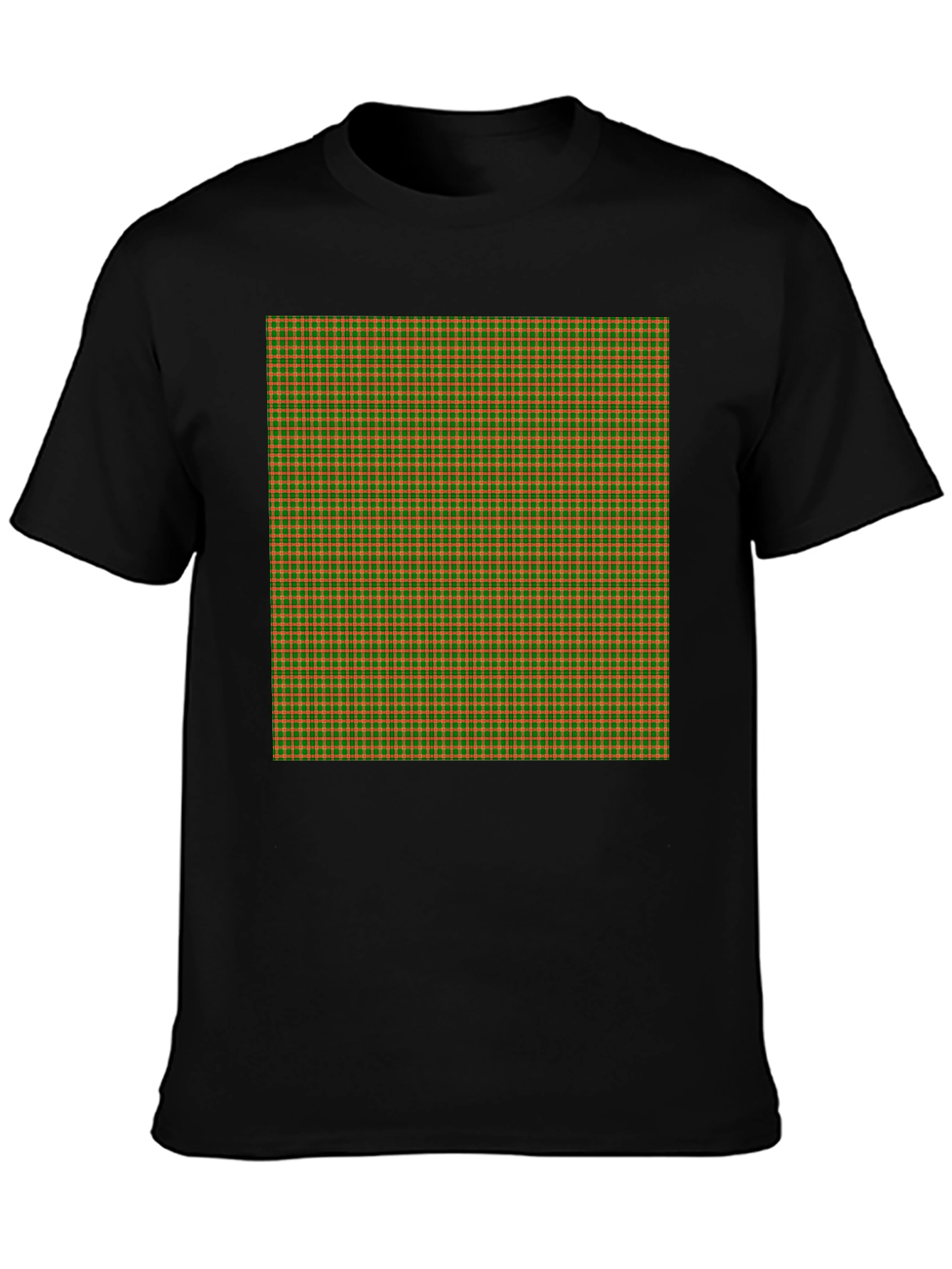 Retro Plaid Print Black T-Shirt