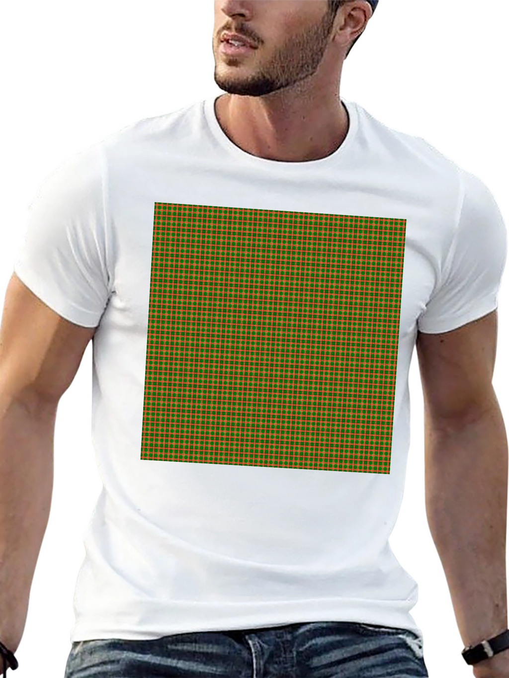 Retro Plaid Print Black T-Shirt