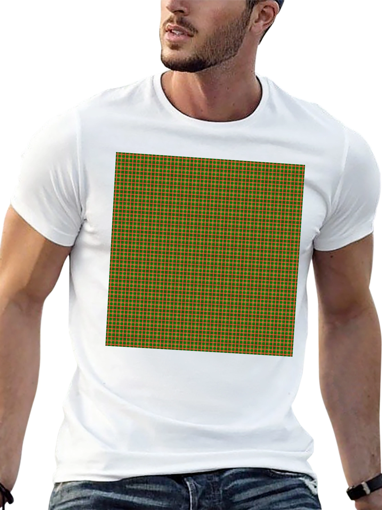 Retro Plaid Print Black T-Shirt