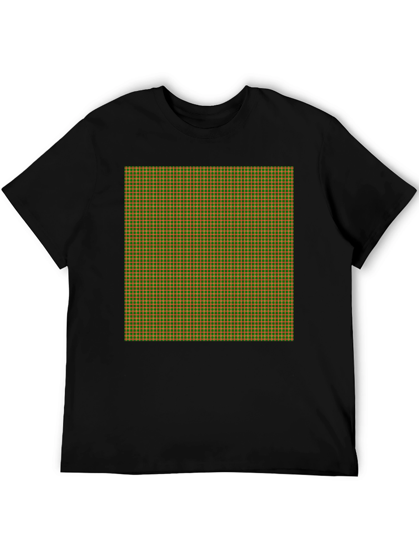 Retro Plaid Print Black T-Shirt