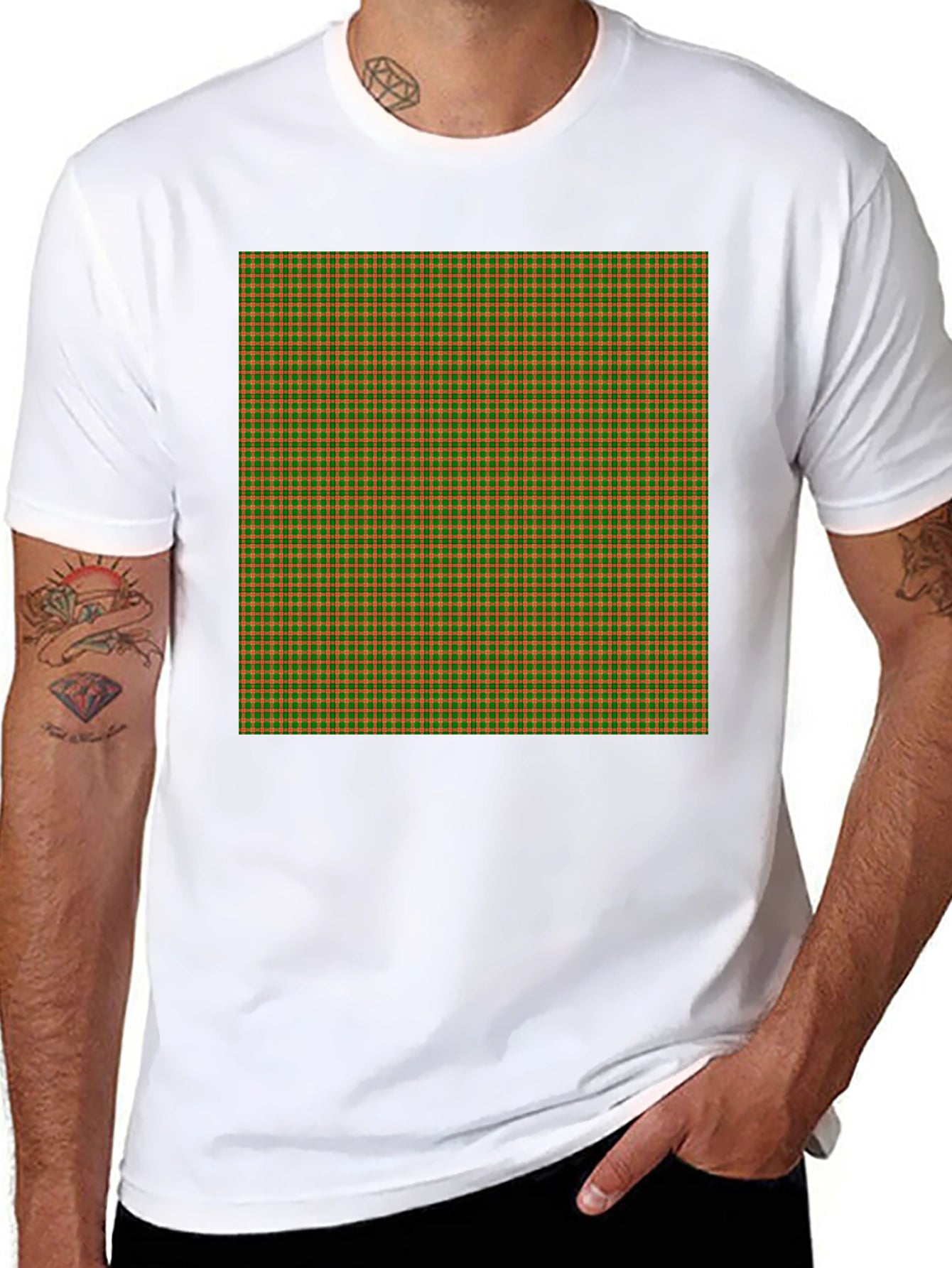 Retro Plaid Print Black T-Shirt