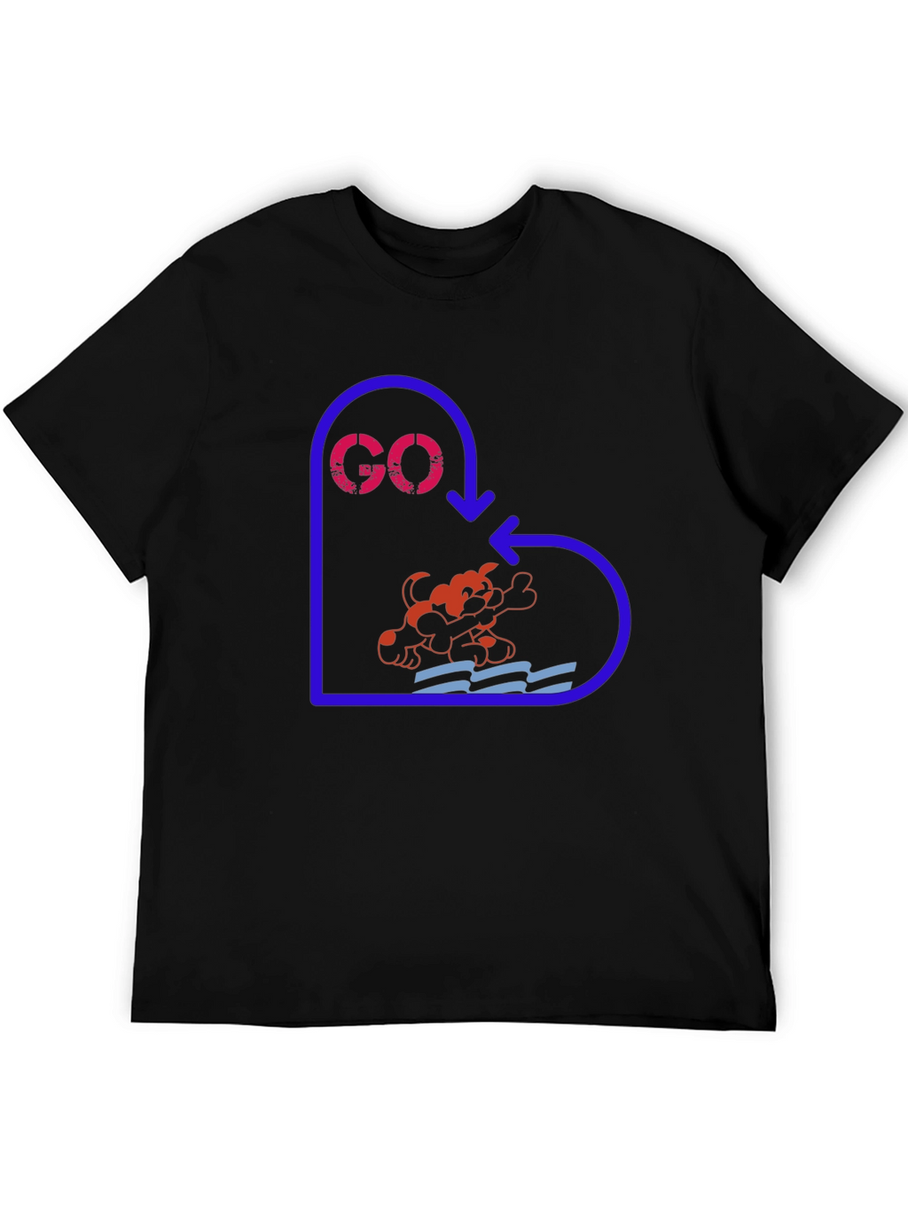 Cartoon Dog Graphic Print Black T-Shirt