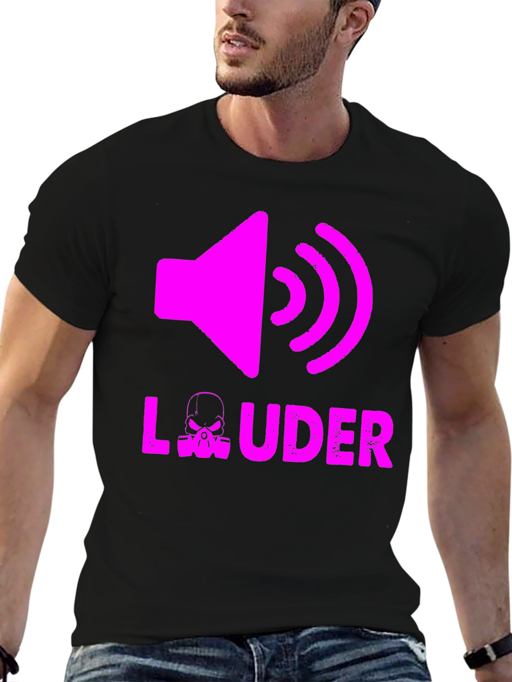 LOUDER Graphic Tee - Black Cotton T-Shirt