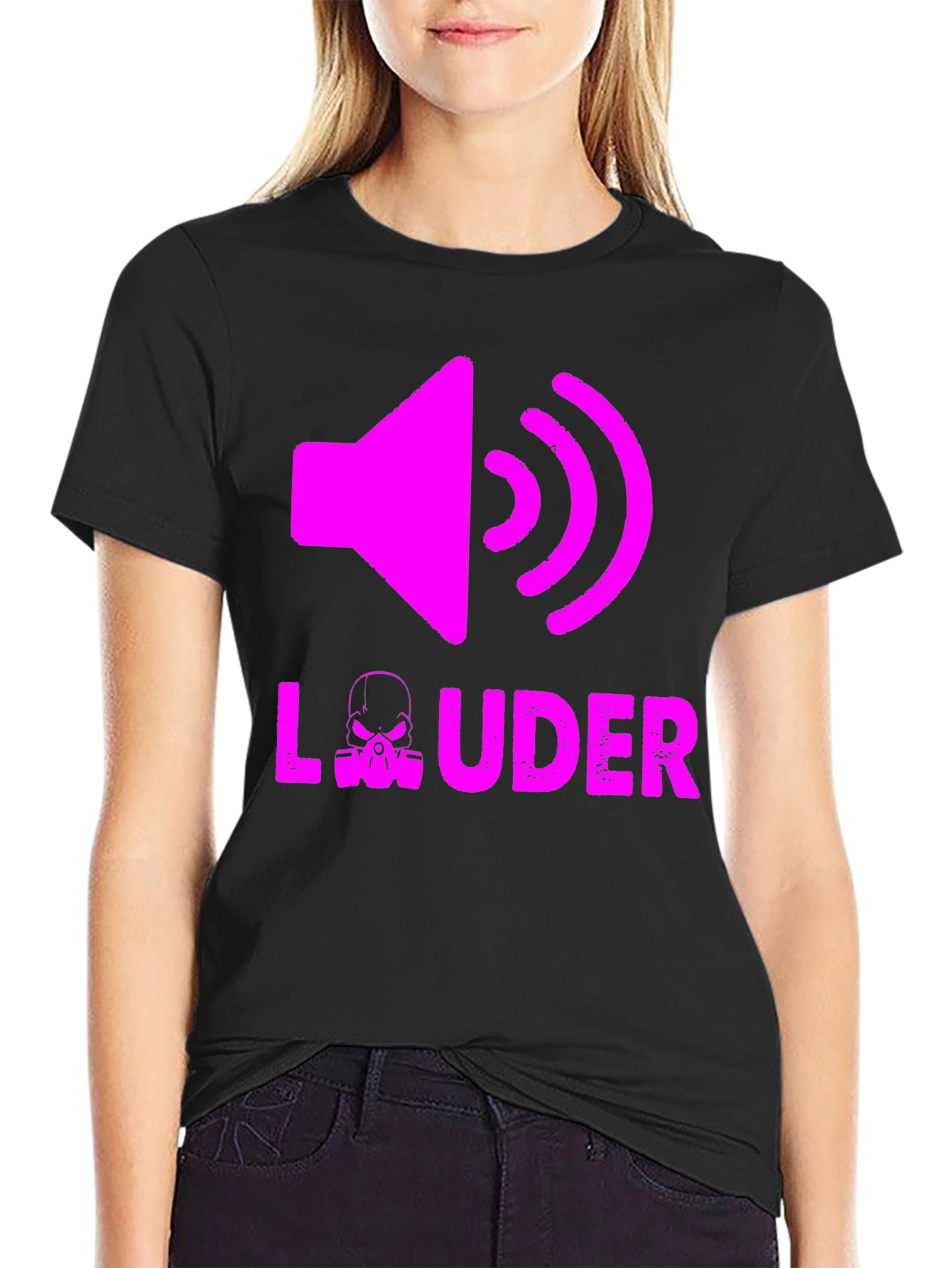 LOUDER Graphic Tee - Black Cotton T-Shirt