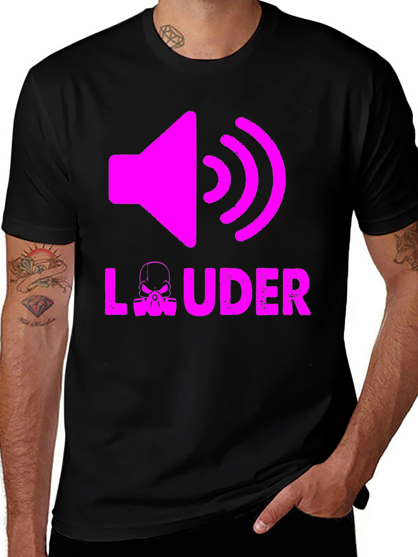 LOUDER Graphic Tee - Black Cotton T-Shirt