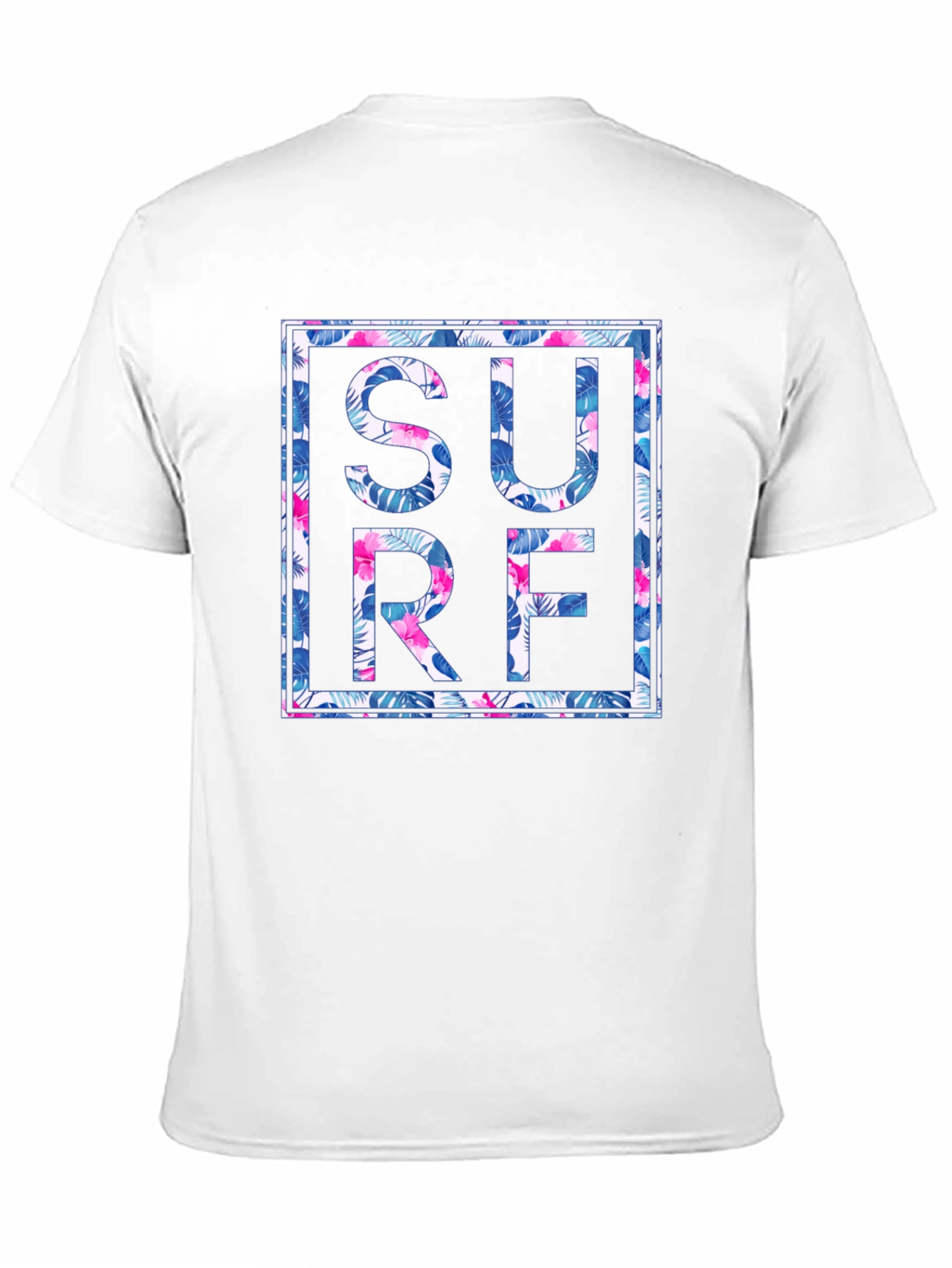 Tropical Floral Surf Graphic Mens Black T-Shirt
