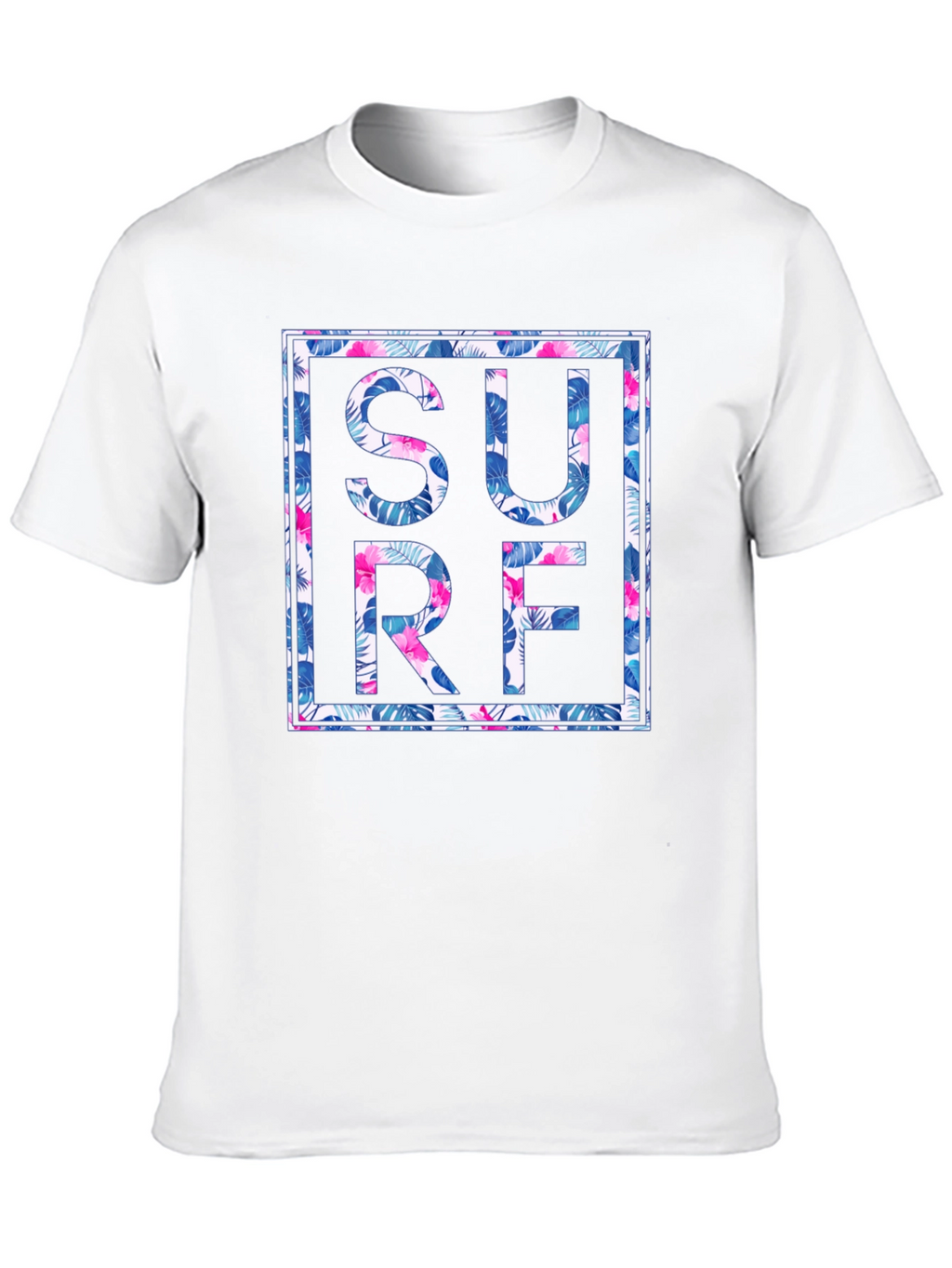 Tropical Floral Surf Graphic Mens Black T-Shirt