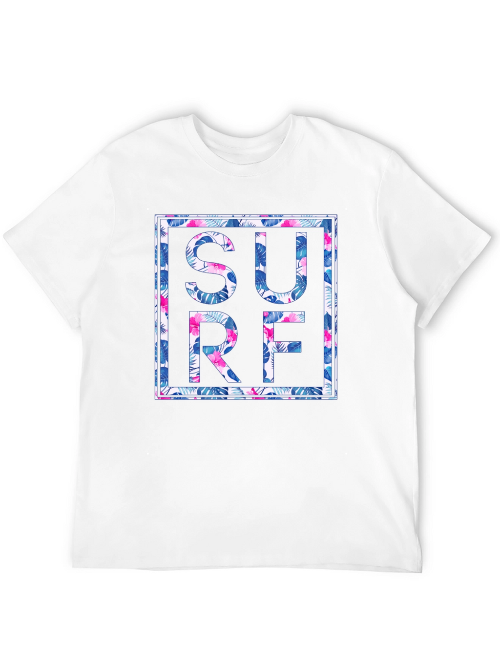 Tropical Floral Surf Graphic Mens Black T-Shirt