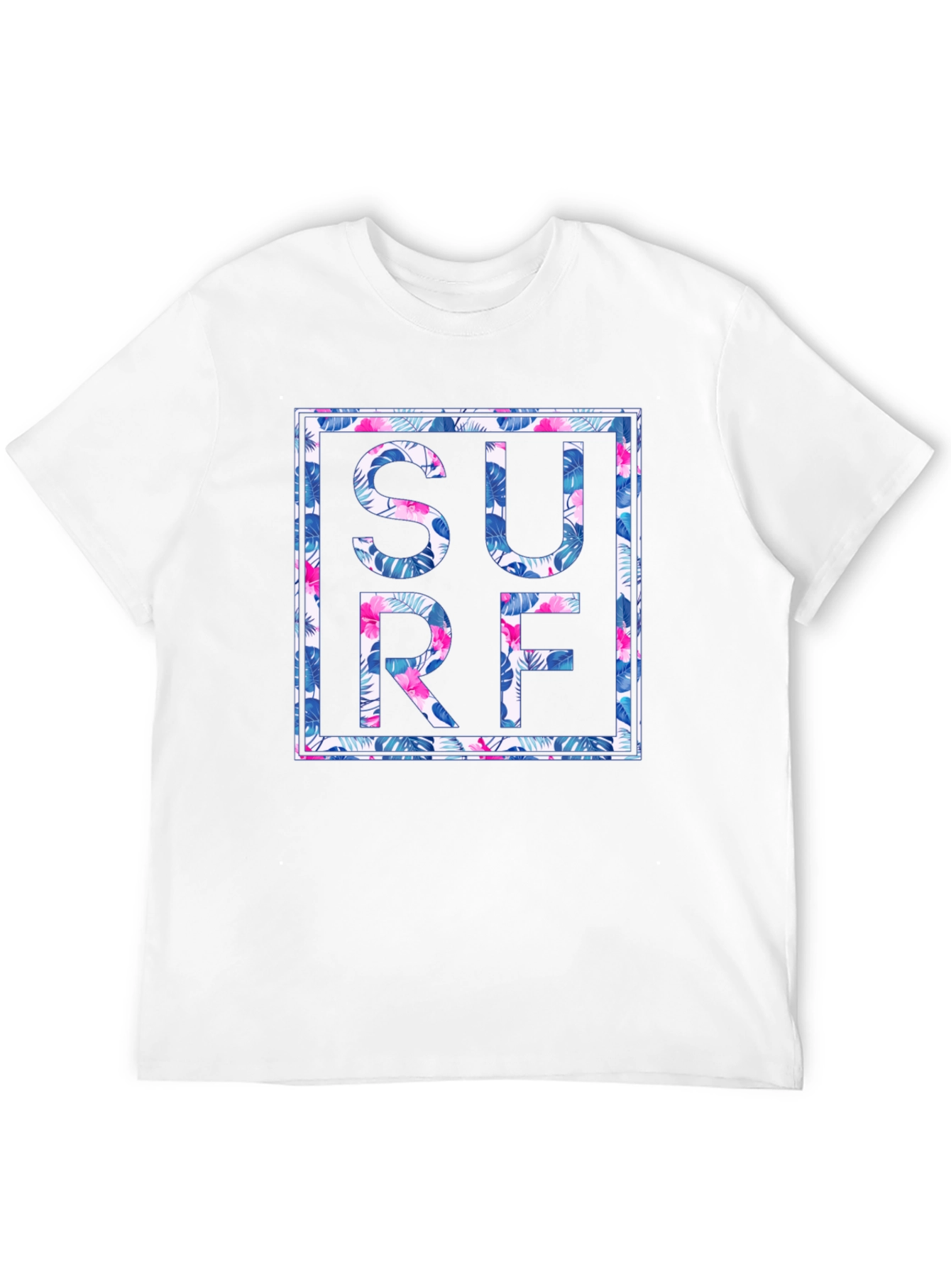 Tropical Floral Surf Graphic Mens Black T-Shirt