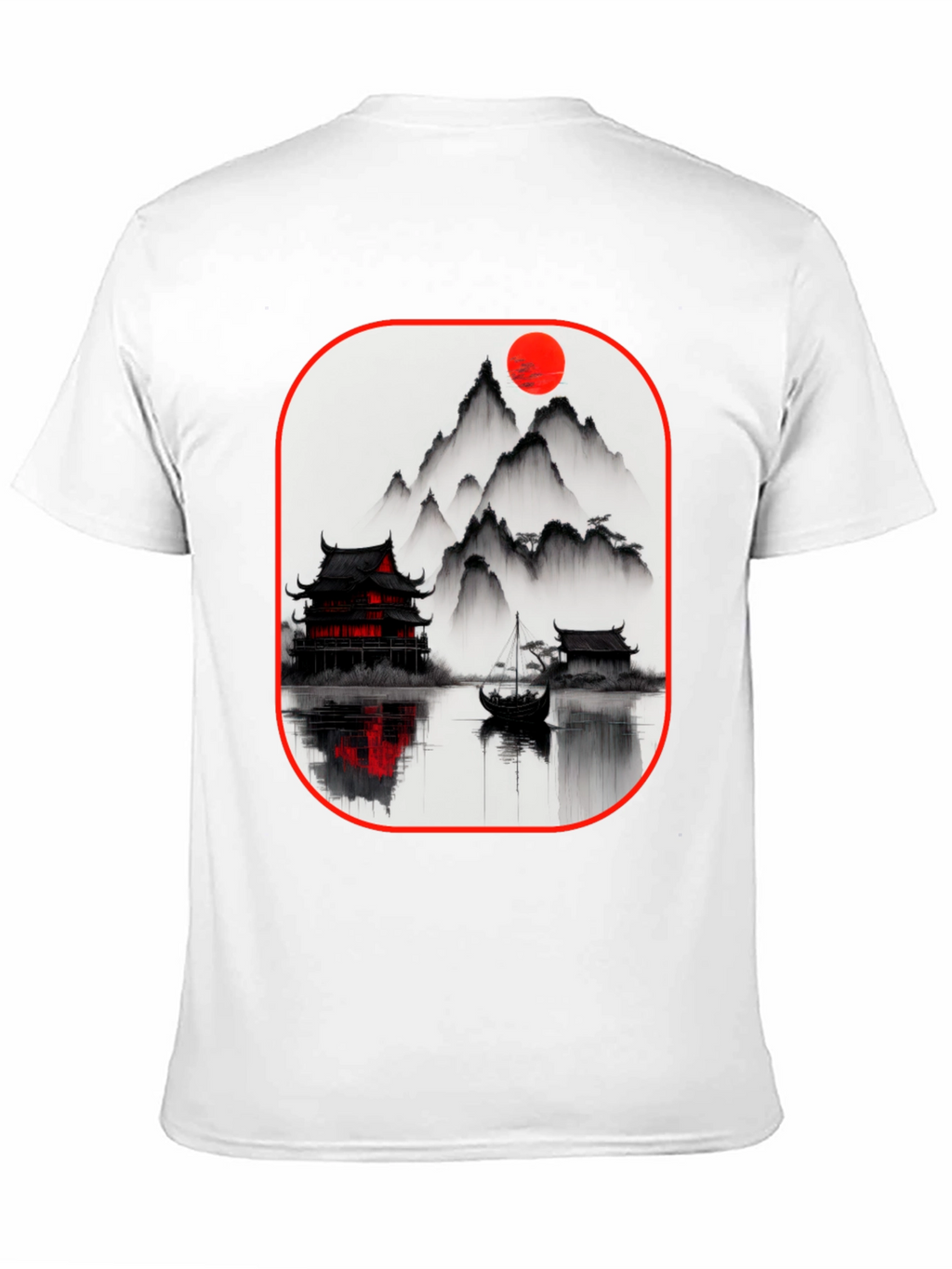 Oriental Landscape Black T-Shirt