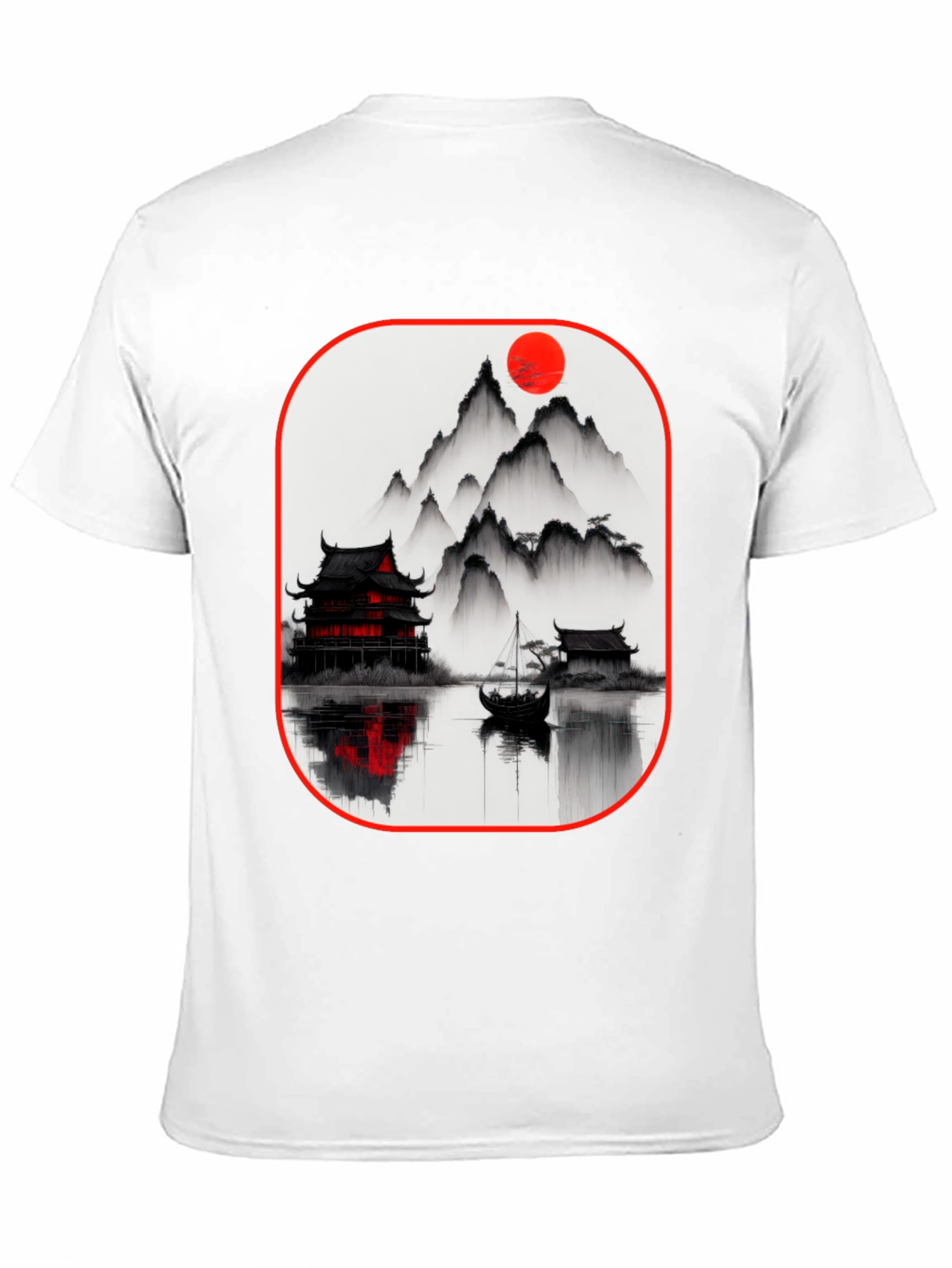 Oriental Landscape Black T-Shirt