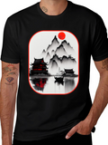 Oriental Landscape Black T-Shirt