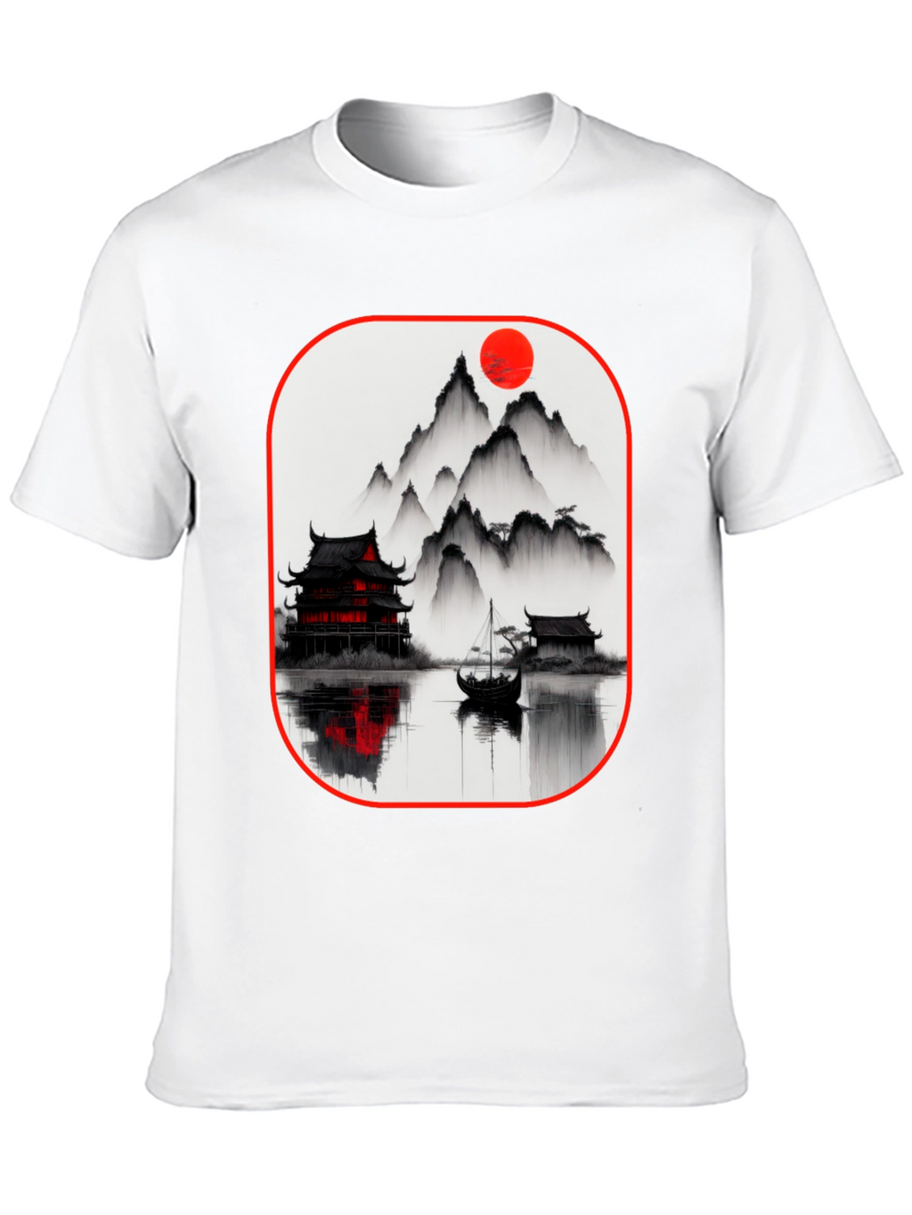 Oriental Landscape Black T-Shirt