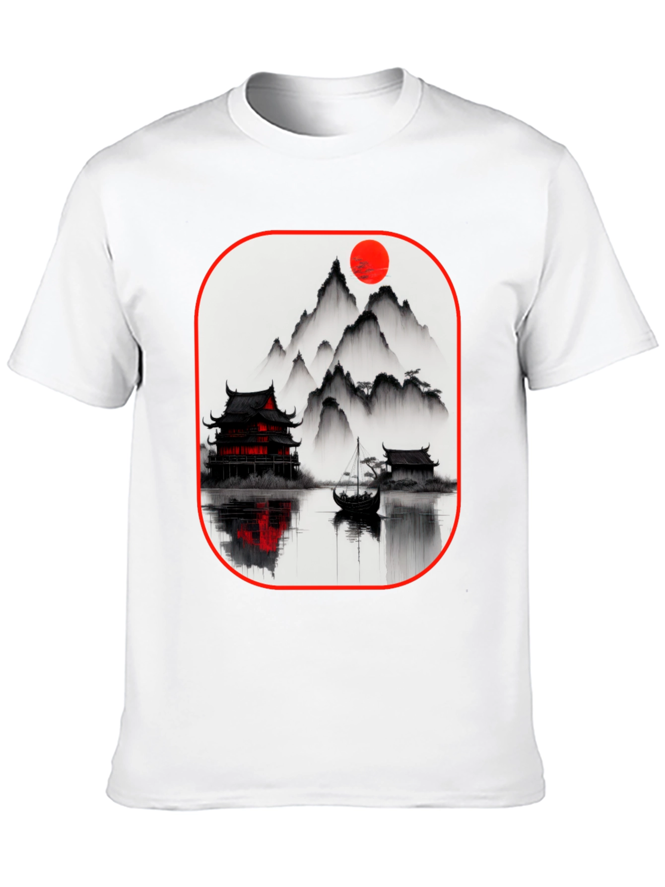 Oriental Landscape Black T-Shirt