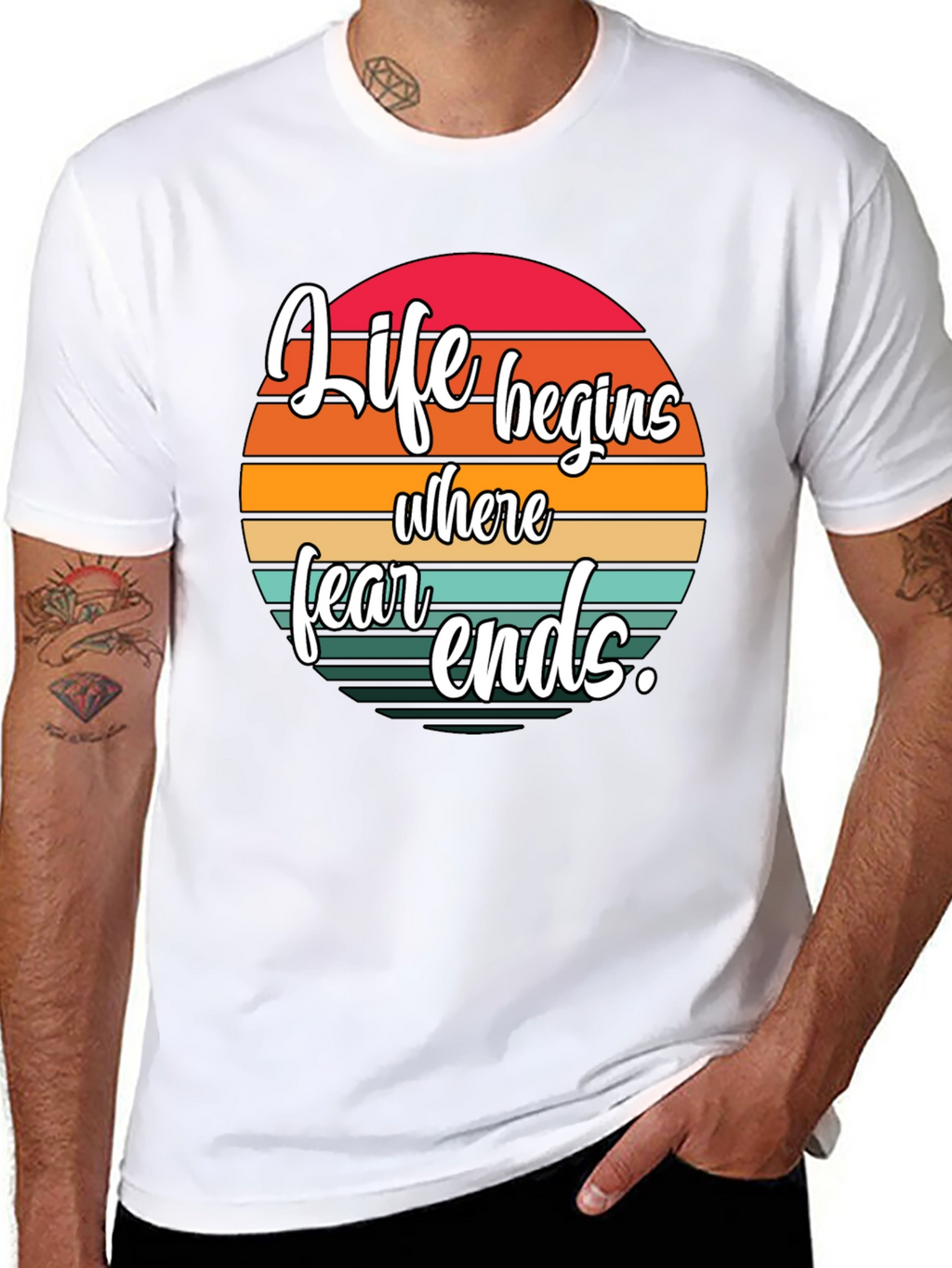 Life Begins Where Fear Ends Black Graphic Tee