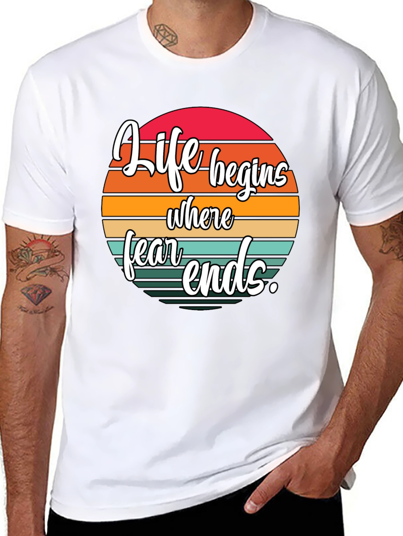 Life Begins Where Fear Ends Black Graphic Tee