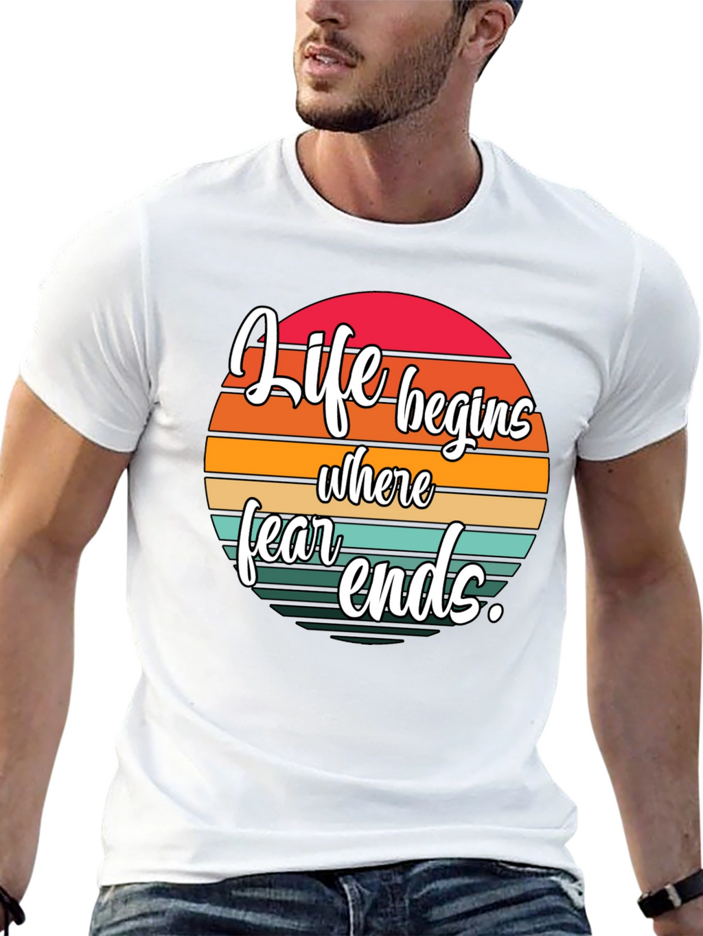 Life Begins Where Fear Ends Black Graphic Tee