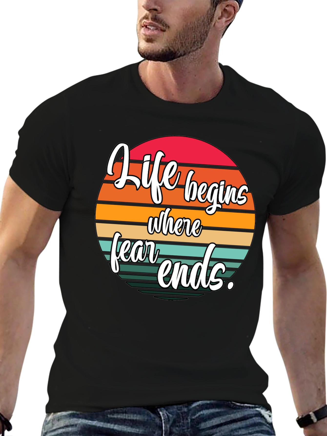 Life Begins Where Fear Ends Black Graphic Tee