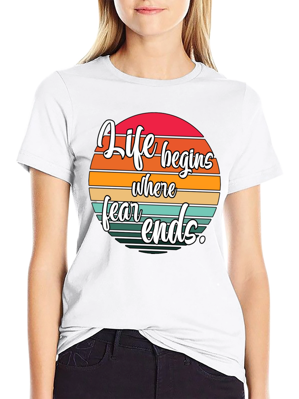 Life Begins Where Fear Ends Black Graphic Tee
