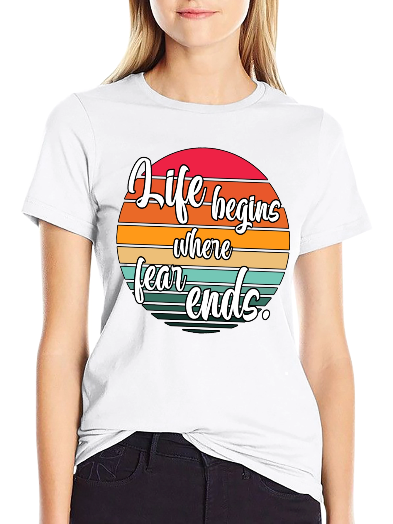 Life Begins Where Fear Ends Black Graphic Tee