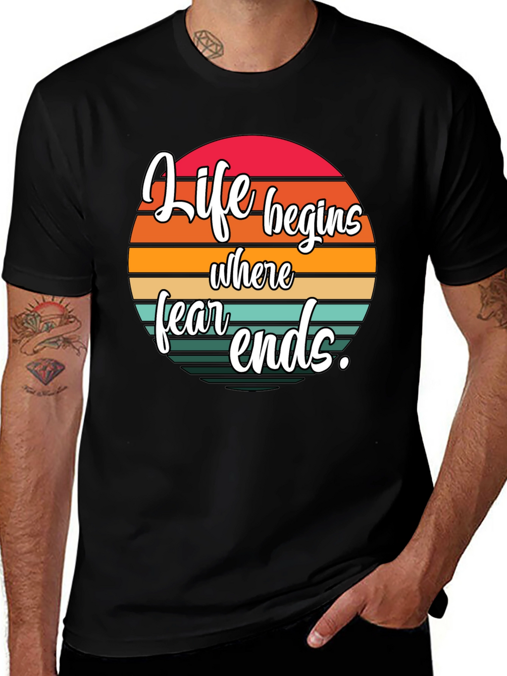 Life Begins Where Fear Ends Black Graphic Tee