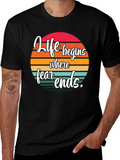 Life Begins Where Fear Ends Black Graphic Tee