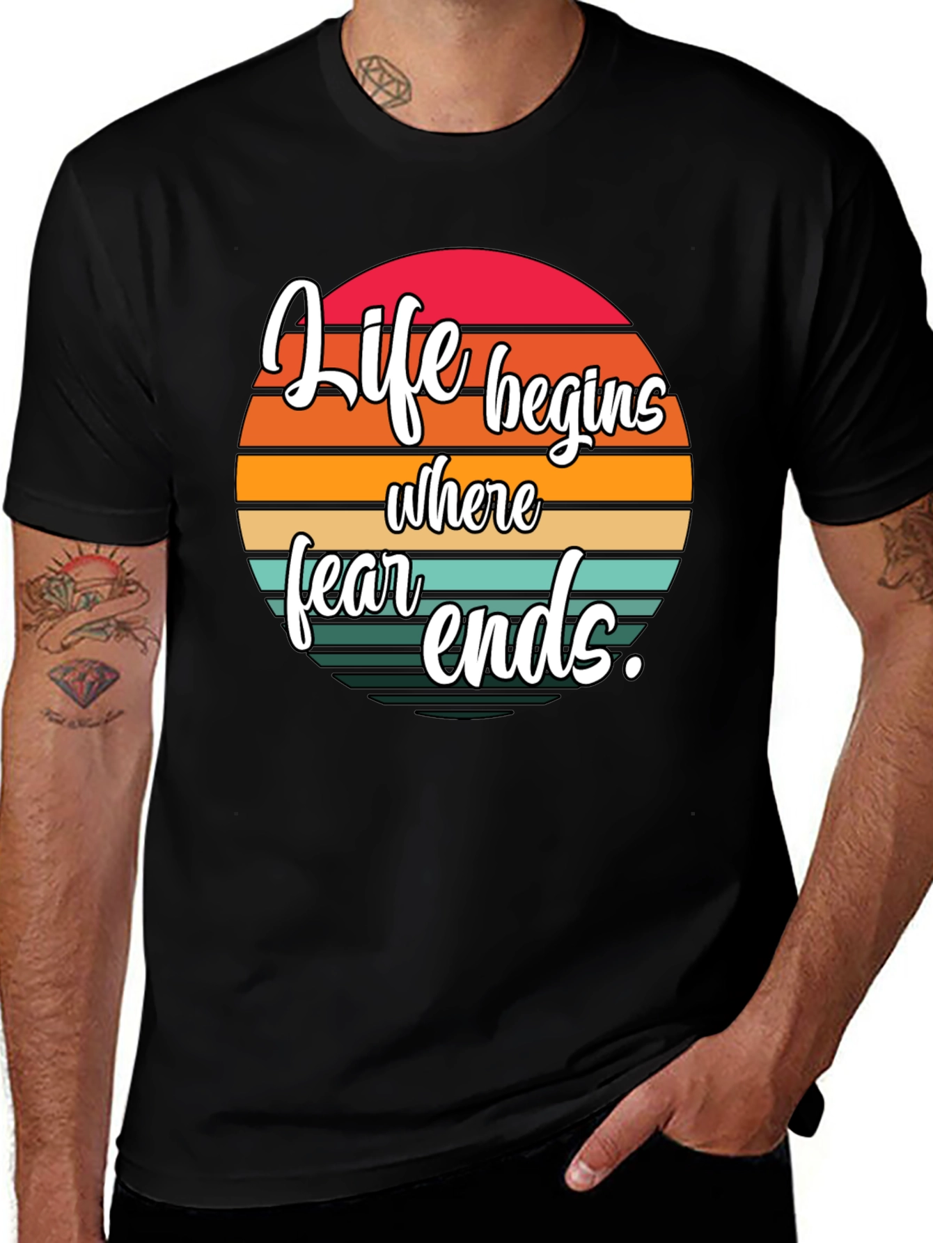 Life Begins Where Fear Ends Black Graphic Tee