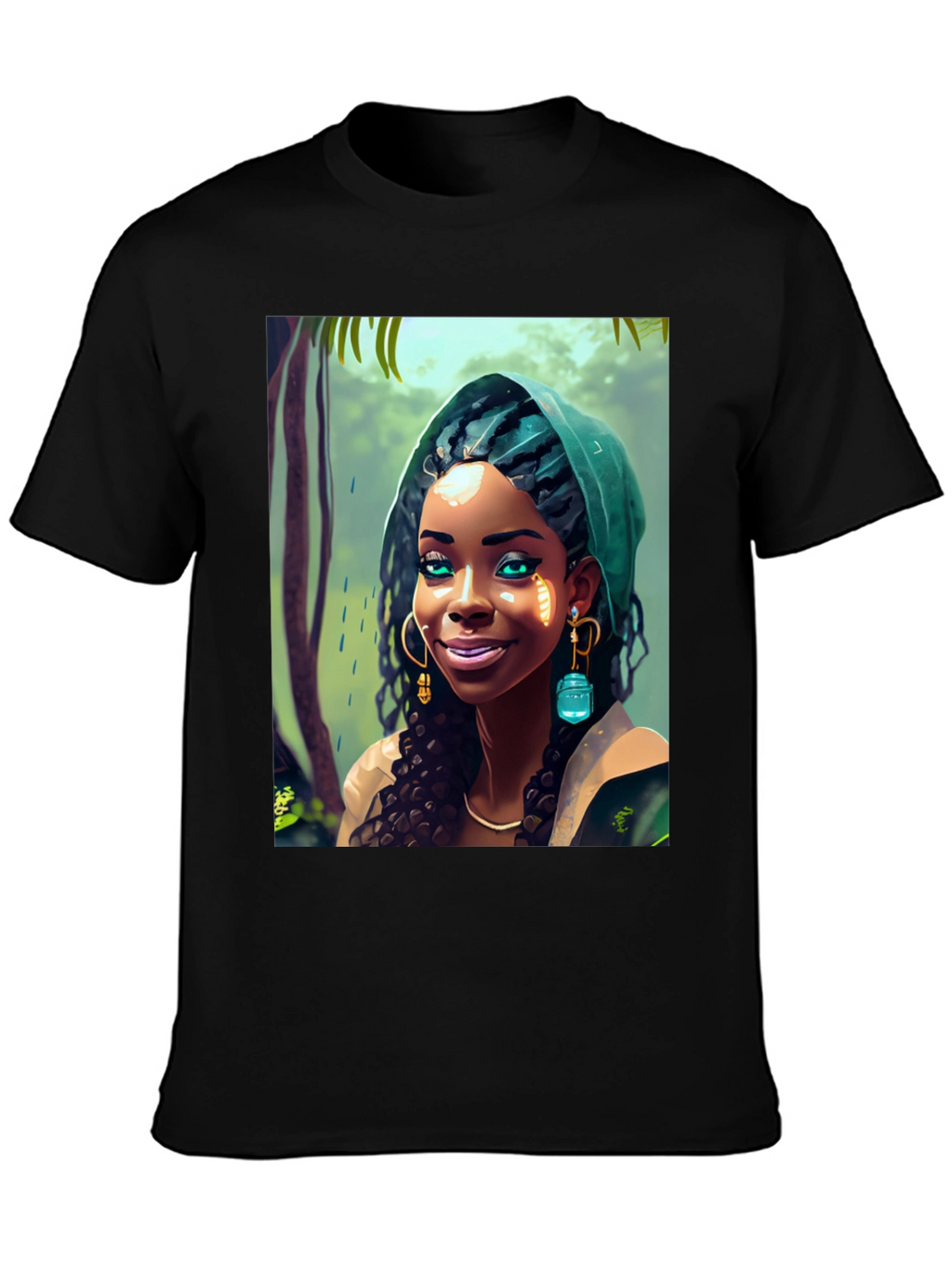 Artistic Woman Graphic Tee - Black
