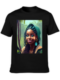 Artistic Woman Graphic Tee - Black